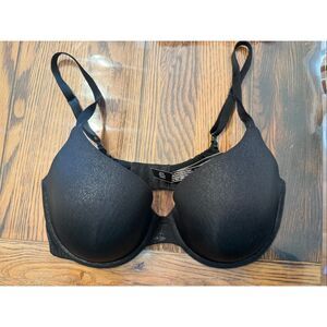 Victoria's Secret Black Glitter Full-Coverage Uplift Semi Demi Bra Size 36D